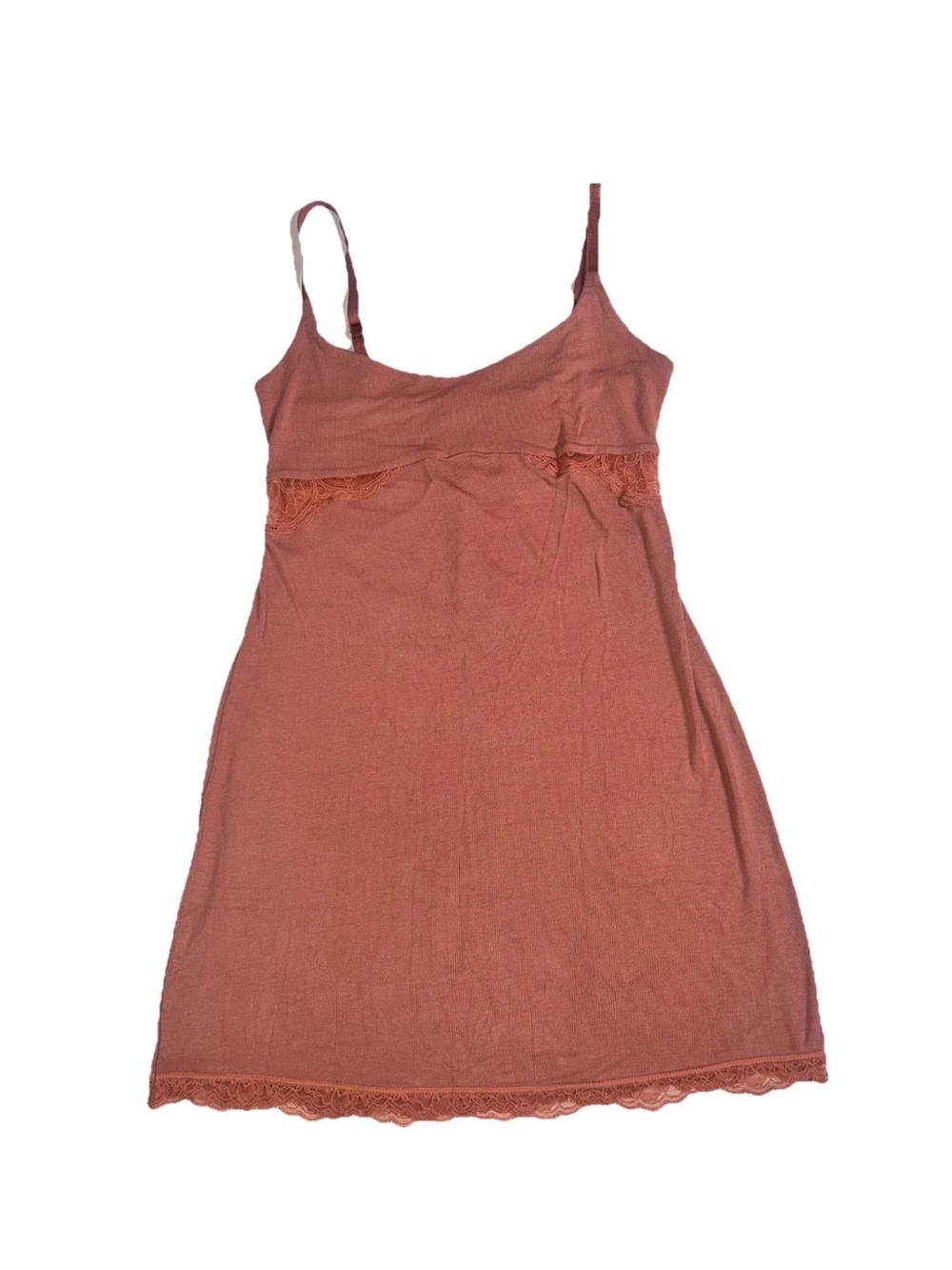 Victoria's Secret Rust-Peach Lace Trim Slip Chemise